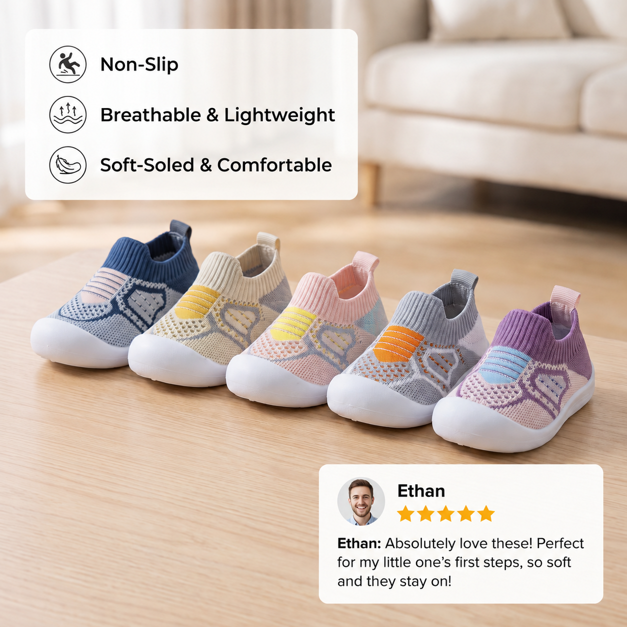 Soft Knit Anti-Slip Baby Sock Shoes for First Steps