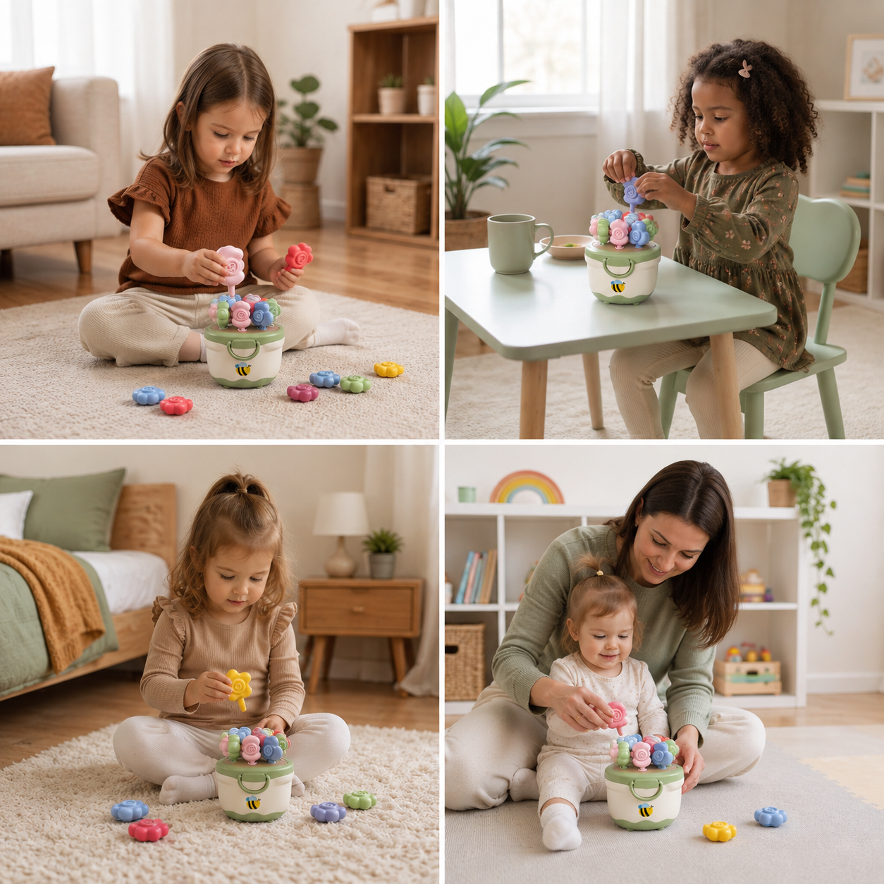 Montessori Flower Pot Color & Number Matching Learning Game