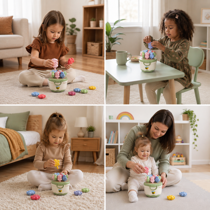 Montessori Flower Pot Color & Number Matching Learning Game