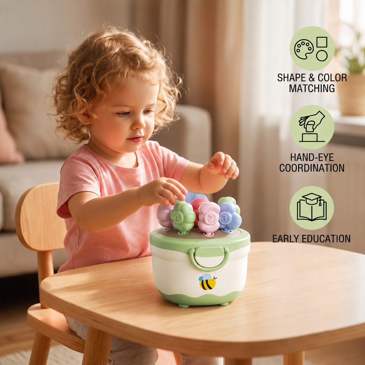 Montessori Flower Pot Color & Number Matching Learning Game