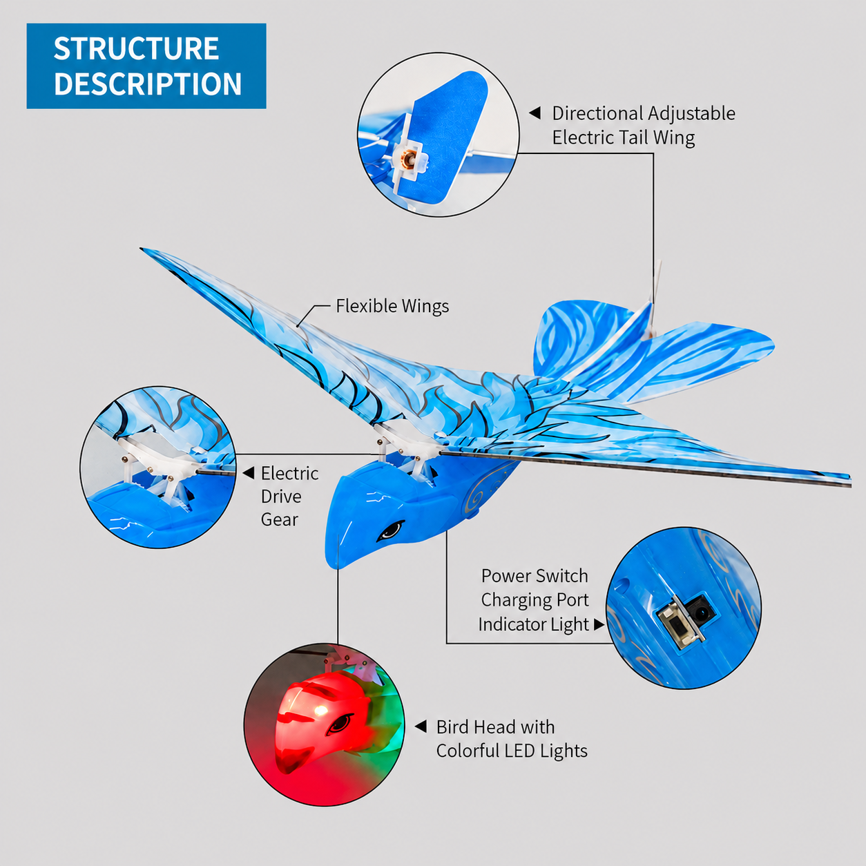 Remote Control Flapping-Wing Flying Bird Toy for Kids