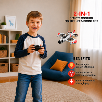 2-in-1 Remote Control Fighter Jet & Drone Toy