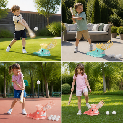 Step-On Baseball Pitching Machine with Bat & Balls for Kids
