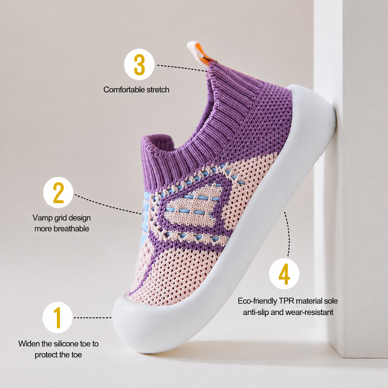 Soft Knit Anti-Slip Baby Sock Shoes for First Steps