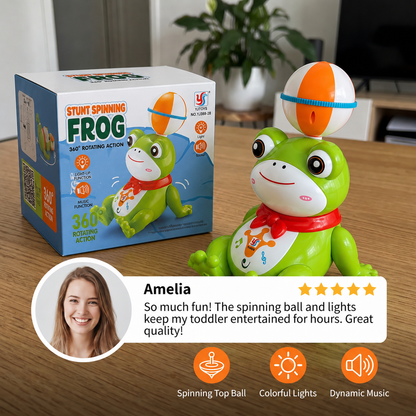 Interactive Ball-Balancing Frog Toy with Lights, Music & 360° Rotation