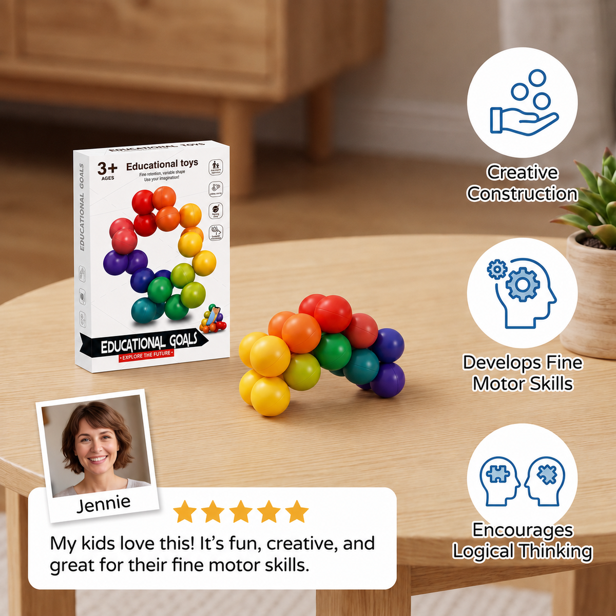 Colorful 3D Ball Building Set – Creative Construction & Fine Motor Skills Learning Toy for Kids