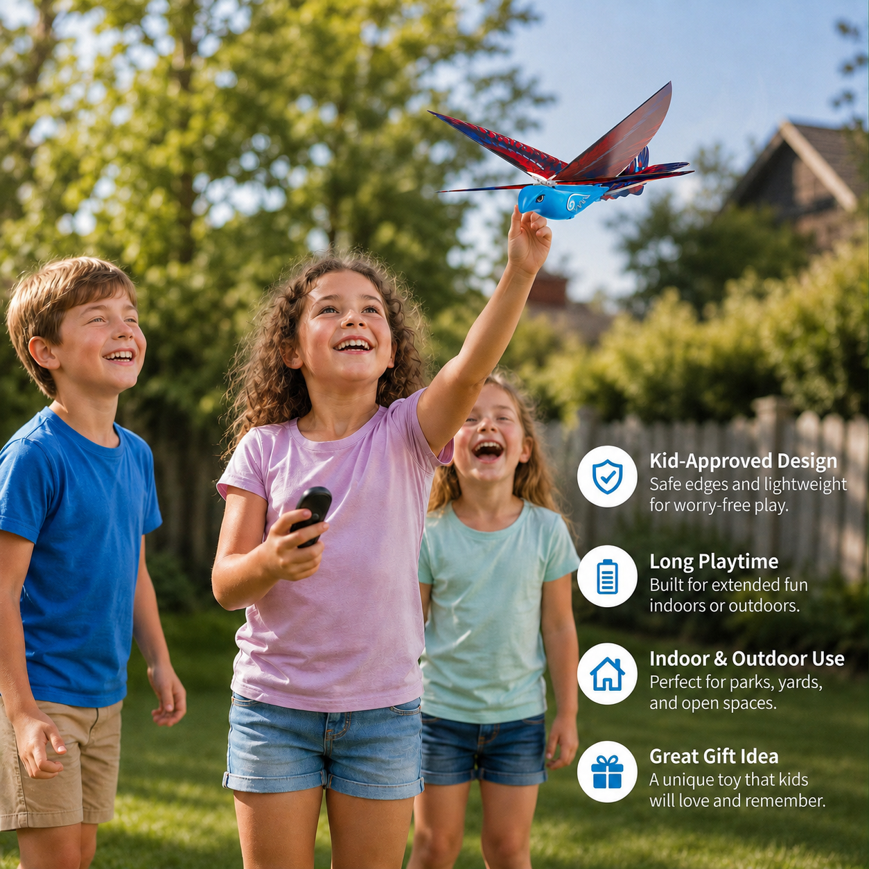 Remote Control Flapping-Wing Flying Bird Toy for Kids