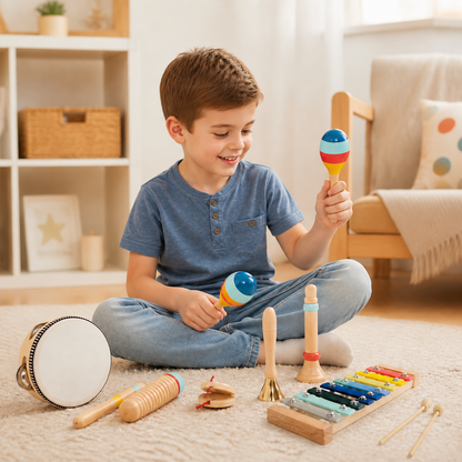 Wooden Musical Instrument Set – Montessori Percussion & Rhythm Learning Toys for Kids