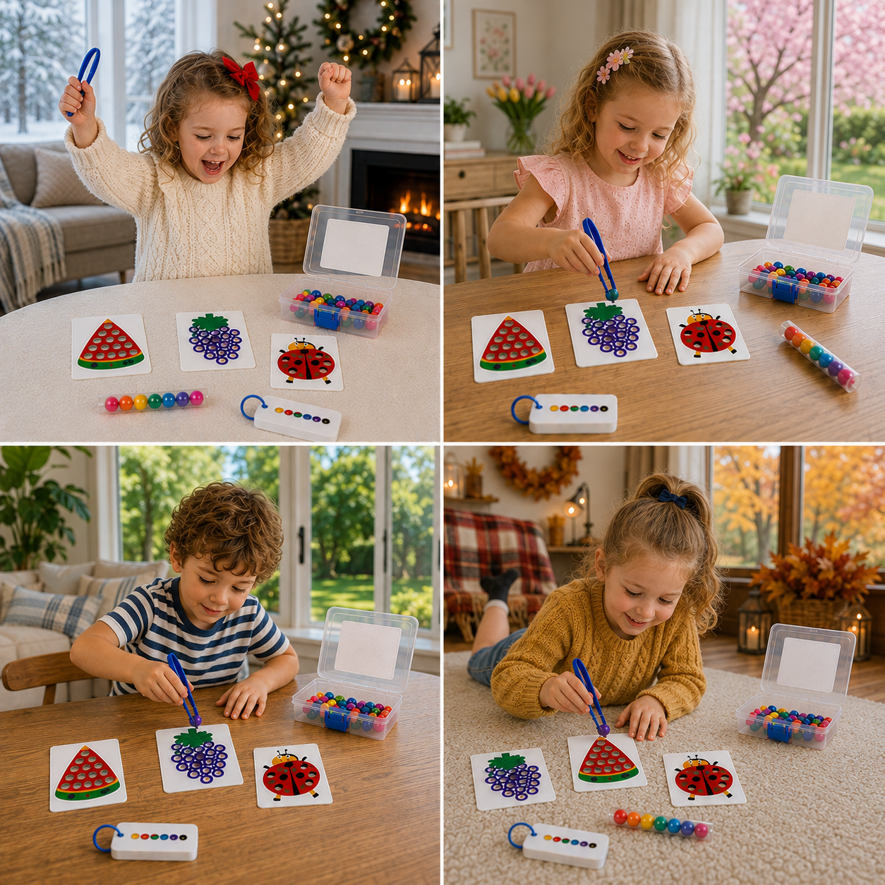 Montessori Pom-Pom Color & Numbers Learning Game for Fine Motor Skills