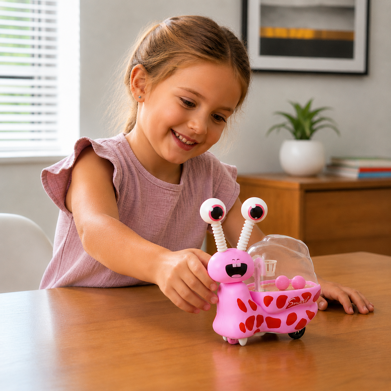 3-in-1 Moving Snail Toy with Basketball Hoop & Telescopic Eyes