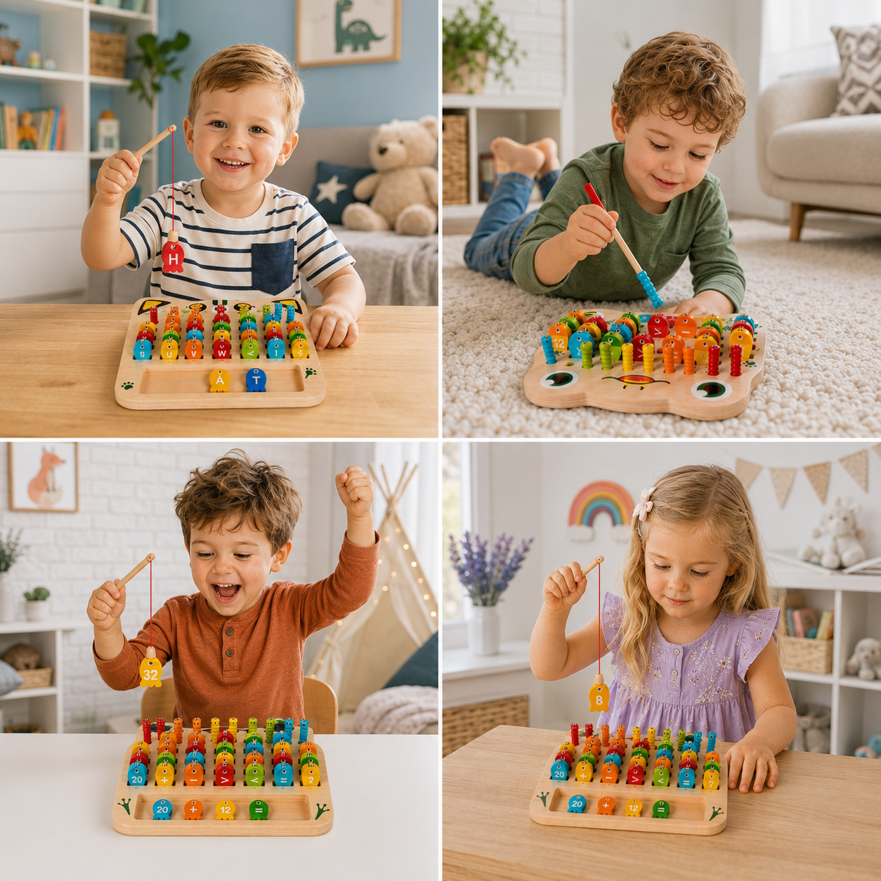 Wooden Magnetic Fishing Game – Alphabet, Math & Fine Motor Skills Learning Toy for Kids