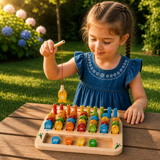 Wooden Magnetic Fishing Game – Alphabet, Math & Fine Motor Skills Learning Toy for Kids