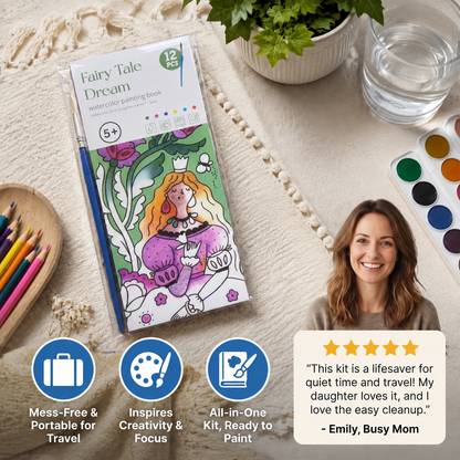 All-in-One Watercolour Painting Book with Built-In Paint & Brush