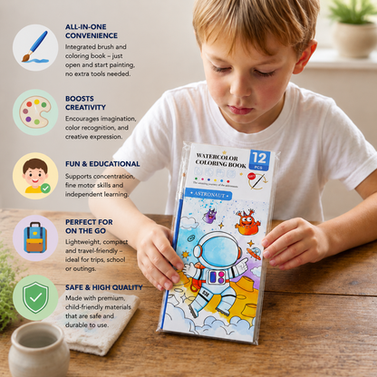 All-in-One Watercolour Painting Book with Built-In Paint & Brush