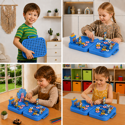 DIY Kids Engineering Tool Box with Building Board, Ferris Wheel & Electric Drill