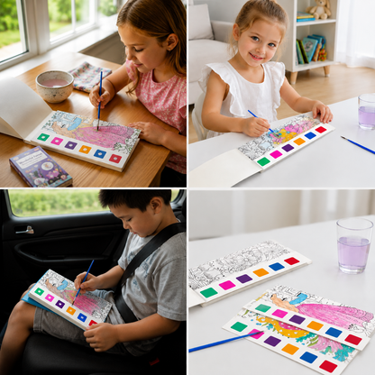 All-in-One Watercolour Painting Book with Built-In Paint & Brush