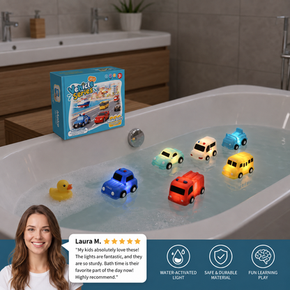 Light-Up Bath Toy Car Set – Water-Activated Baby Bath Toys