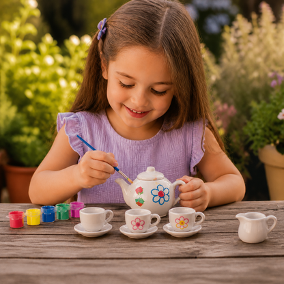 DIY Ceramic Tea Set Painting Kit for Kids