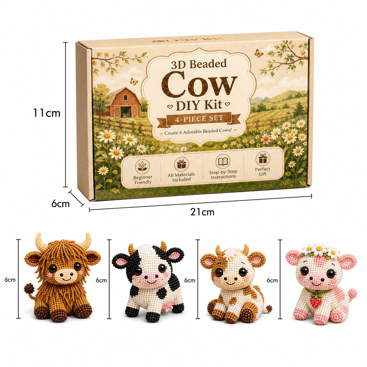 3D Beaded Animal Craft Kit – DIY Mini Bead Art Set for Beginners