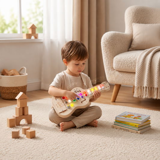 Wooden Light & Sound Guitar Busy Board