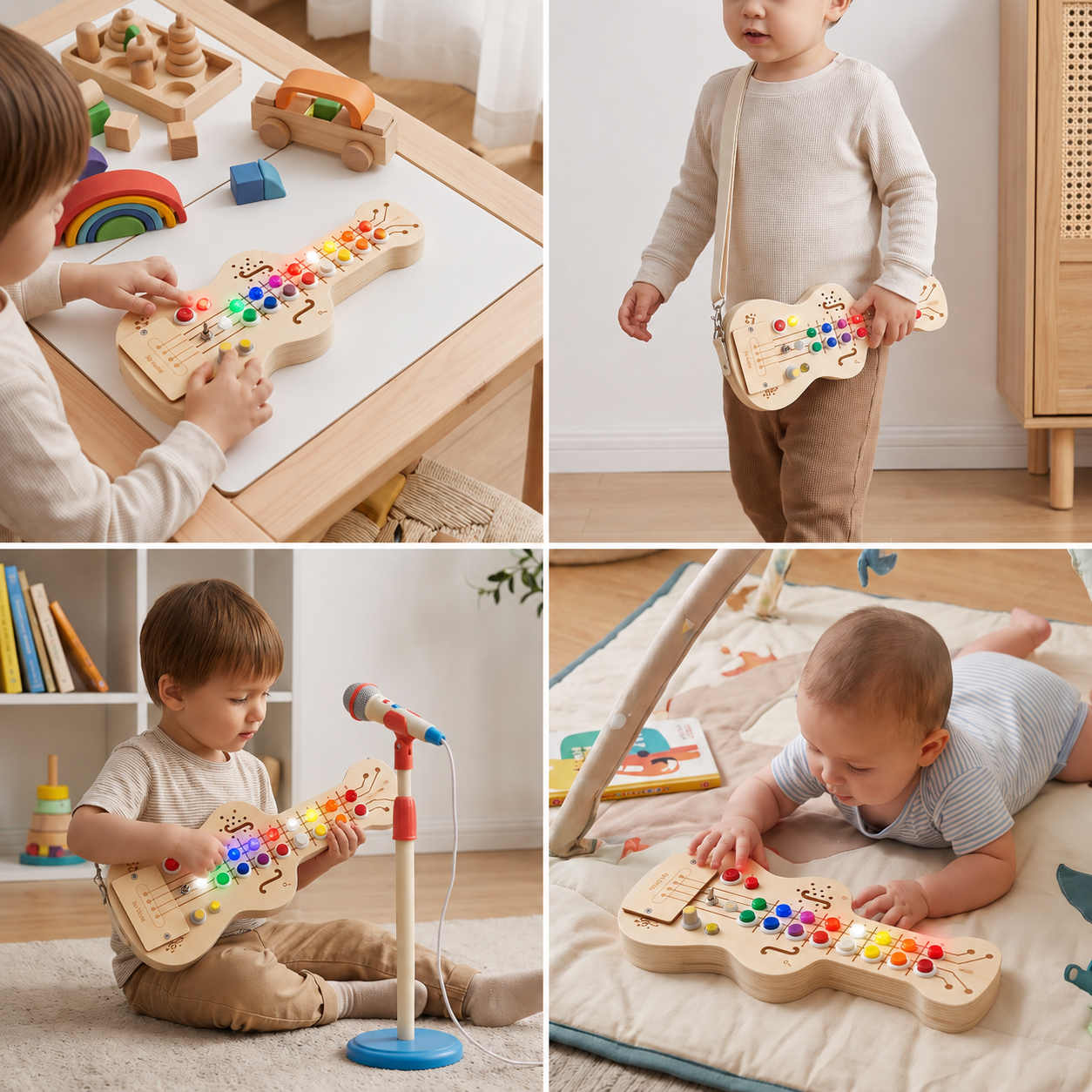 Wooden Light & Sound Guitar Busy Board