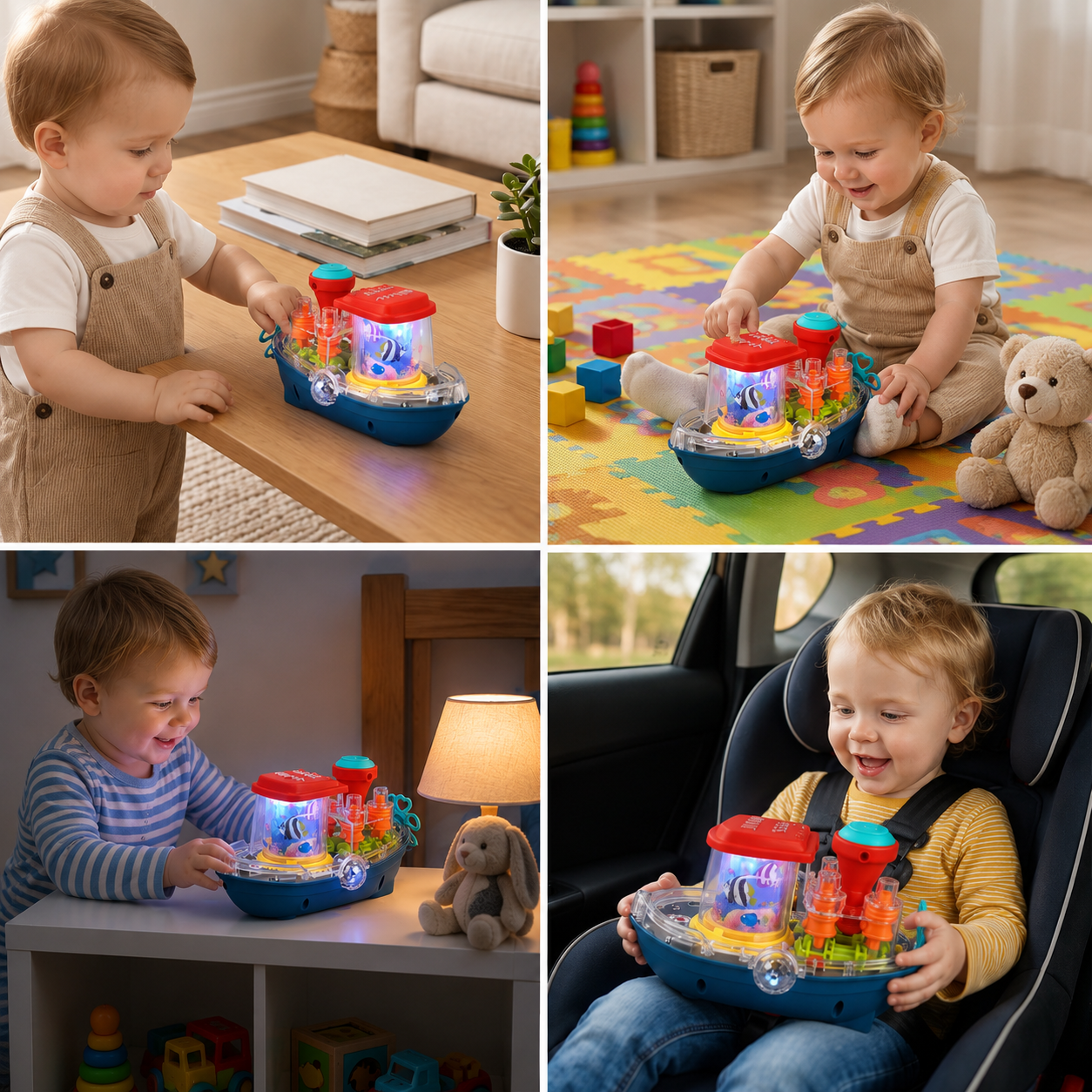 Light-Up Gear Boat – Musical Electric Toy Boat for Kids