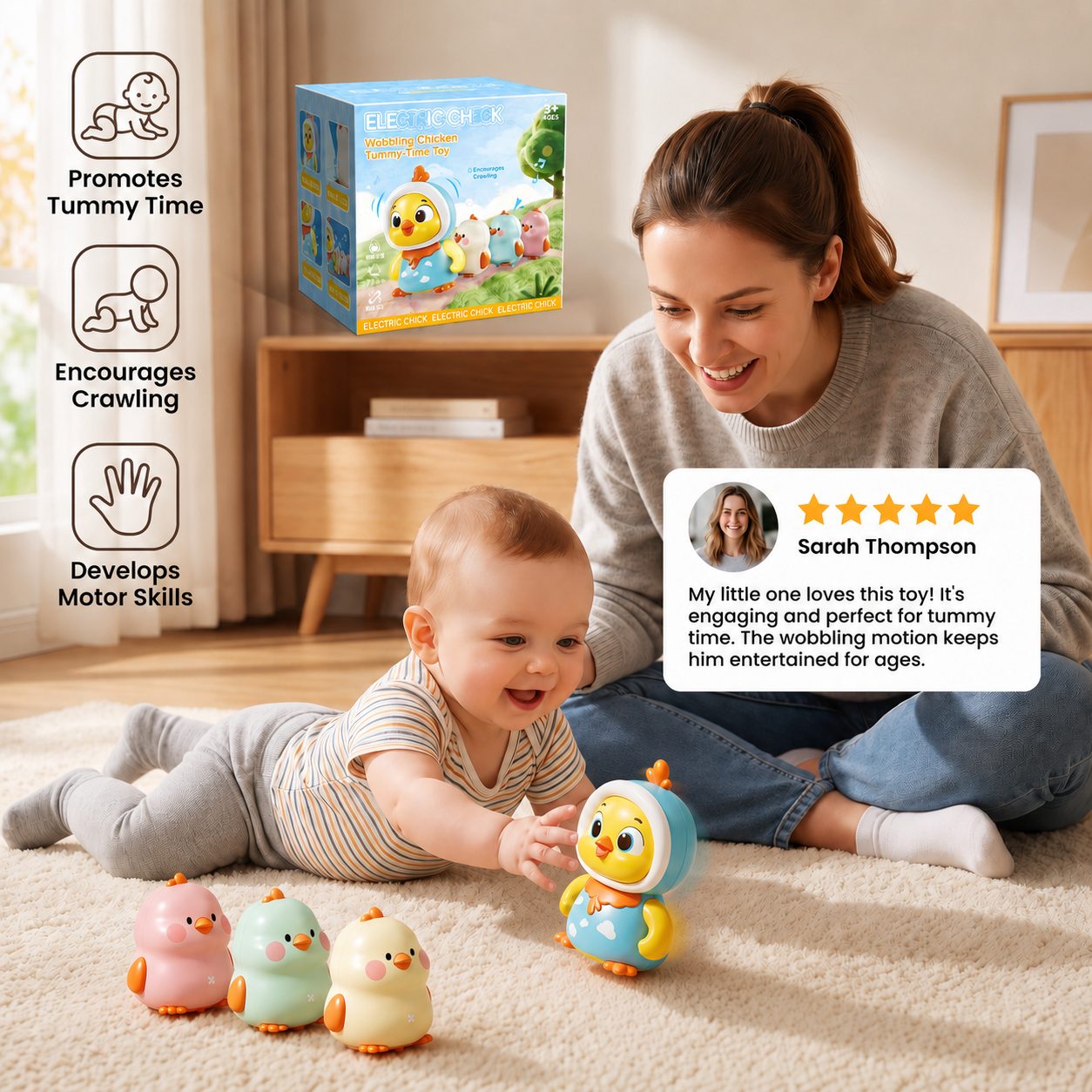 Wobbling Chicken Tummy-Time Toy