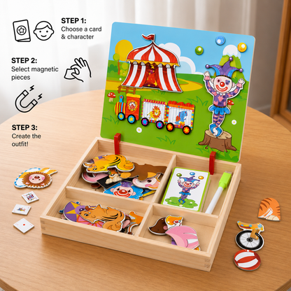 Magnetic Wooden Dress-Up & Matching Puzzle Board – Creative Learning Toy