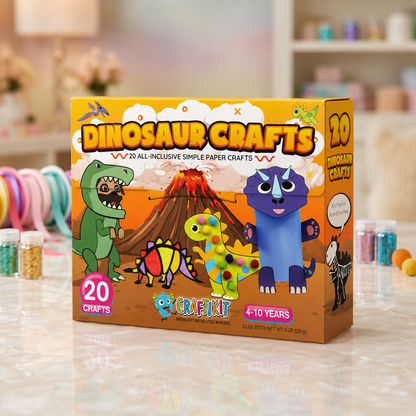 Kids Paper Crafts Box – 20 Easy DIY Arts & Crafts Projects for Ages 3–10 with Glue Stick, Tape & Envelopes