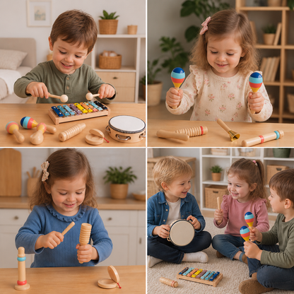 Wooden Musical Instrument Set – Montessori Percussion & Rhythm Learning Toys for Kids