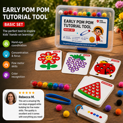 Montessori Pom-Pom Color & Numbers Learning Game for Fine Motor Skills
