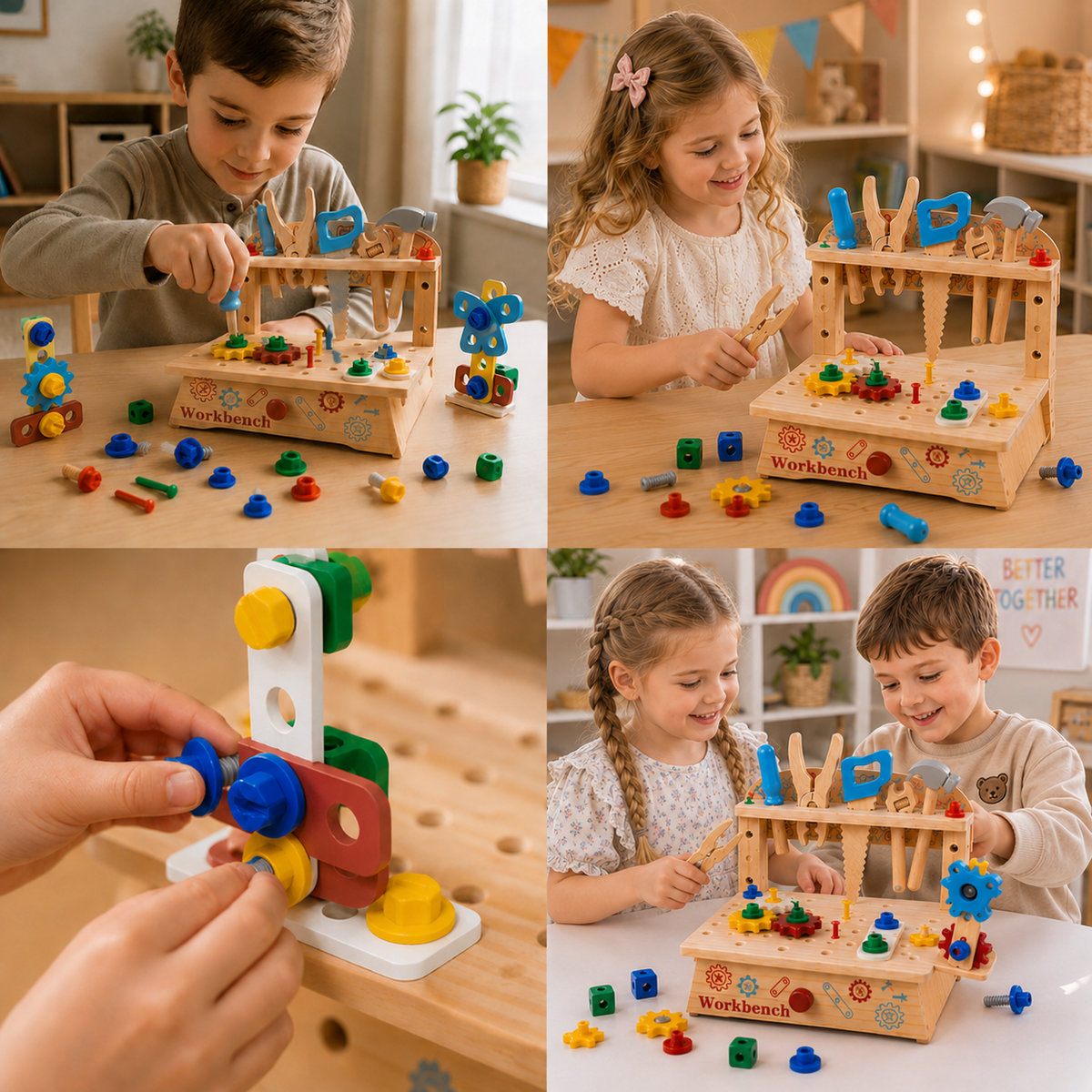 Wooden Kids Workbench & Tool Set – DIY Construction & Fine Motor Skills Learning Toy
