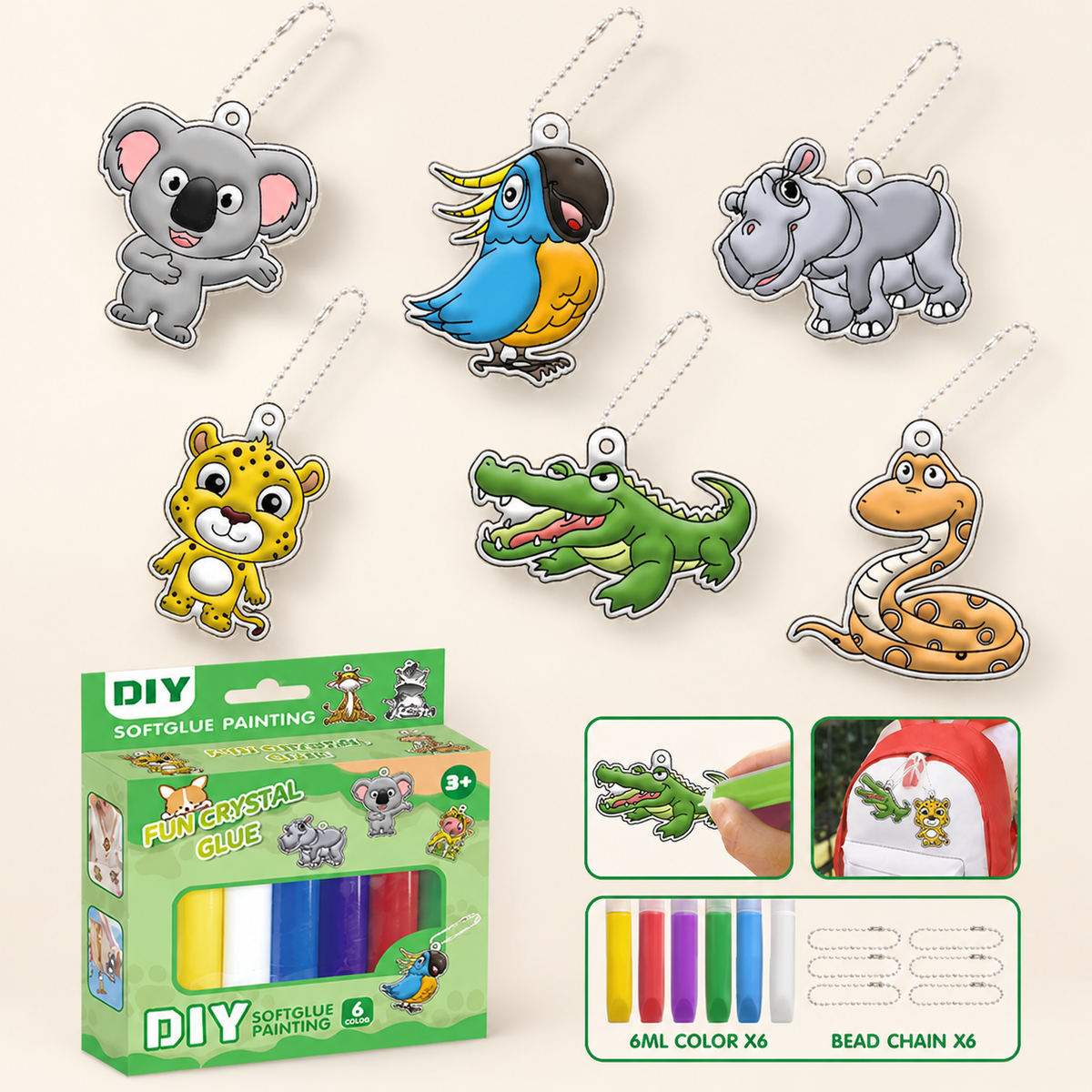 DIY Christmas No-Bake Glue Painting Ornament Craft Kit for Kids