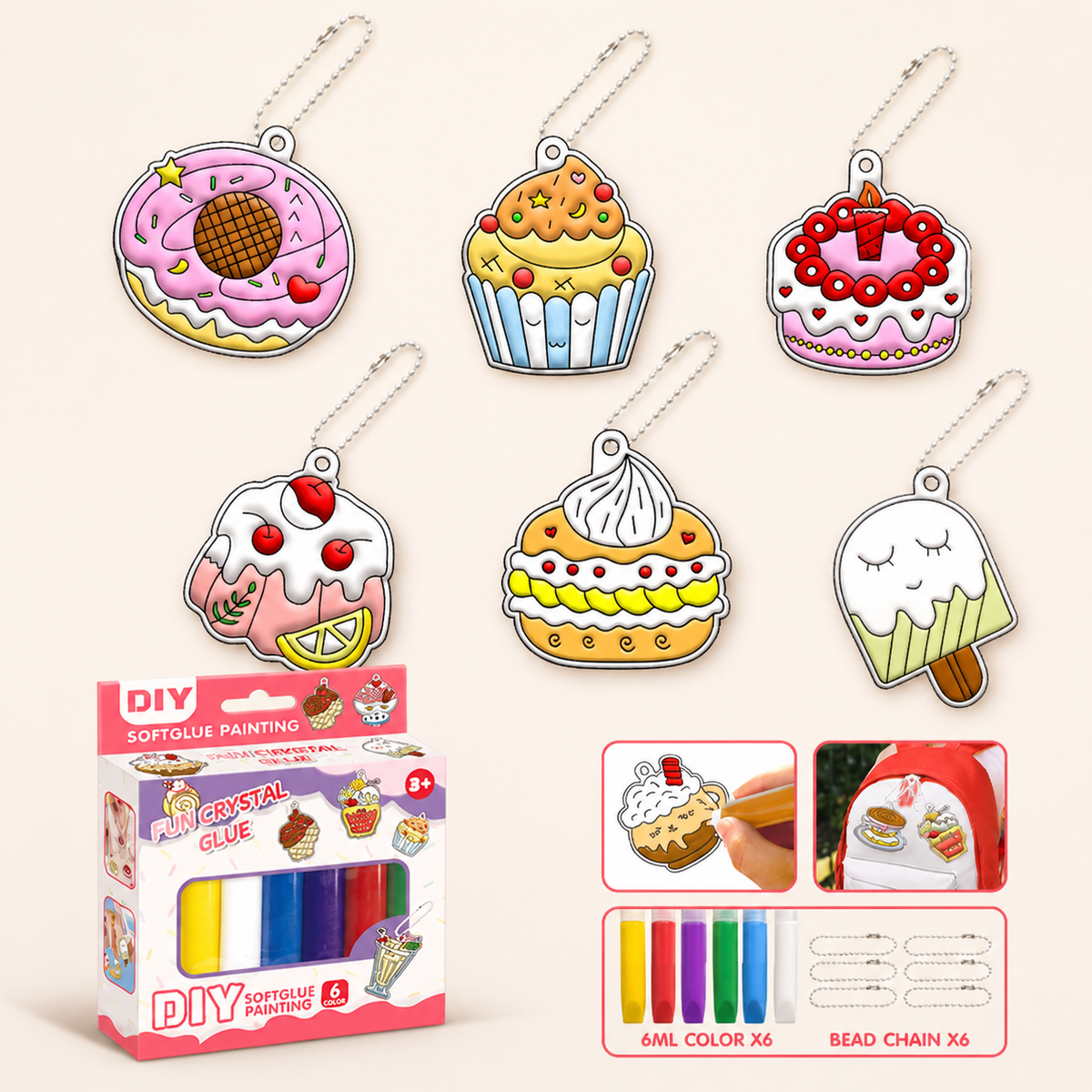 DIY Christmas No-Bake Glue Painting Ornament Craft Kit for Kids