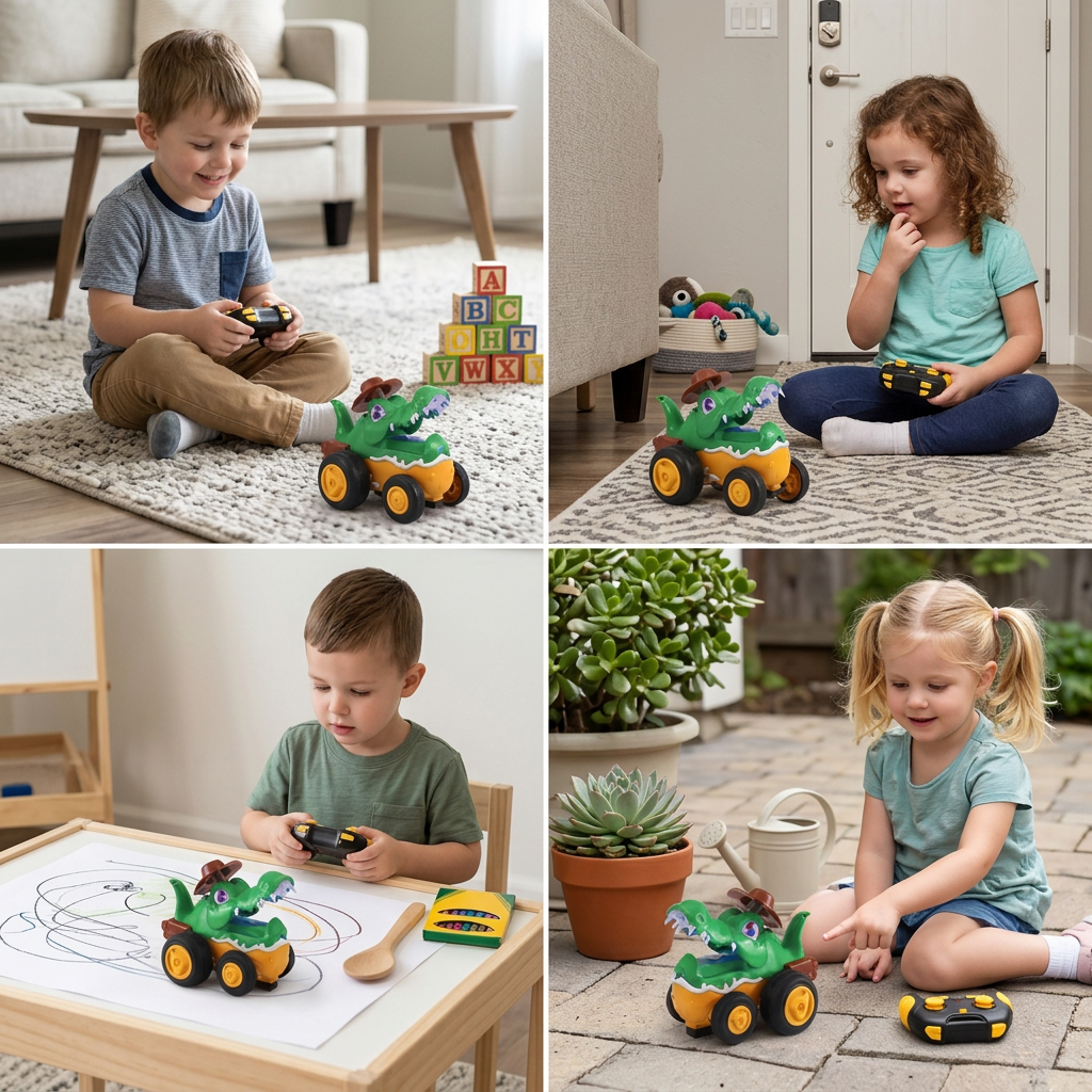 Remote Control Crocodile Stunt Car – Lights, Spray & Sound Effects