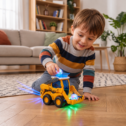Musical Light-Up Excavator Toy with Continuous Ball Scooping Action