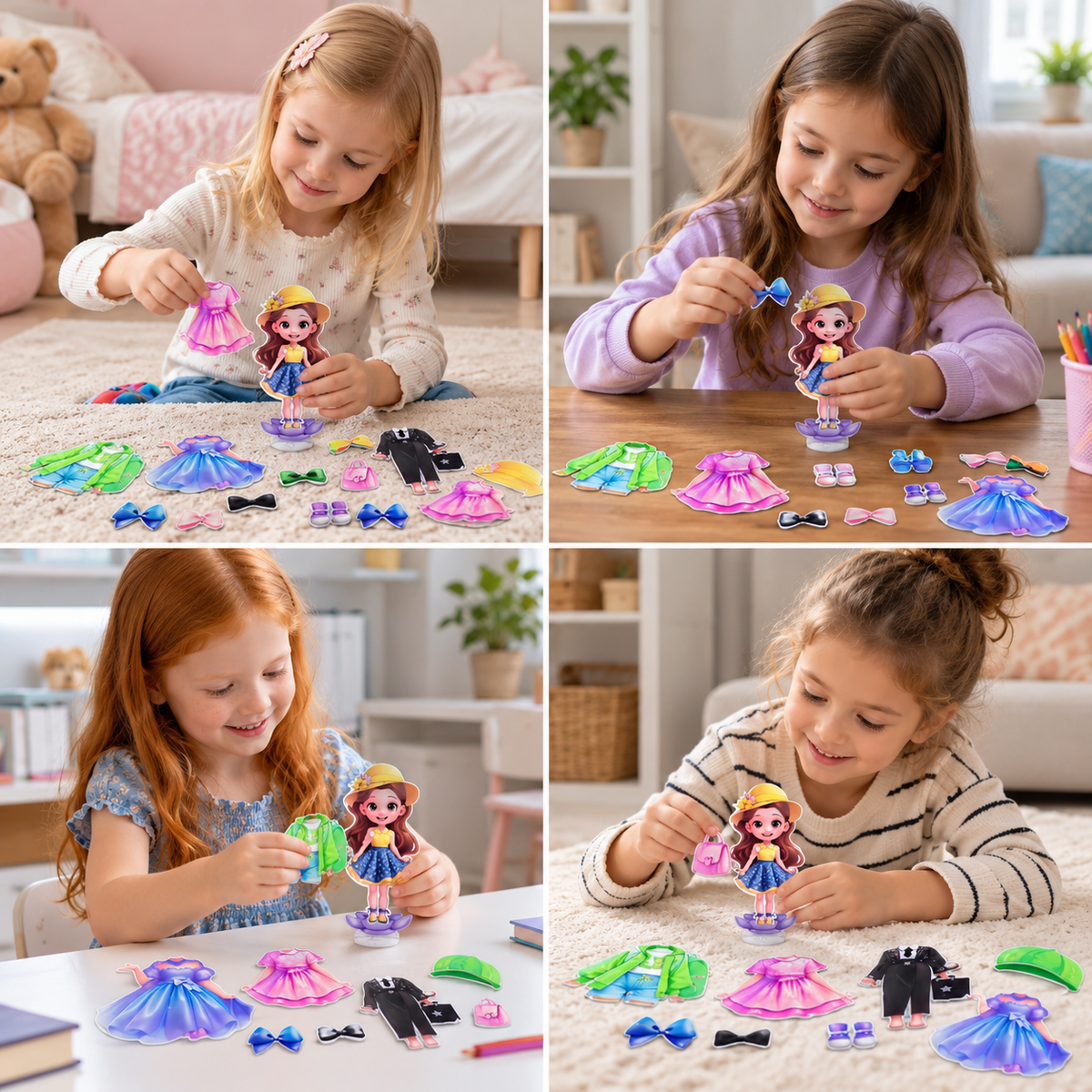 Magnetic Dress-Up Doll Set with Interchangeable Outfits