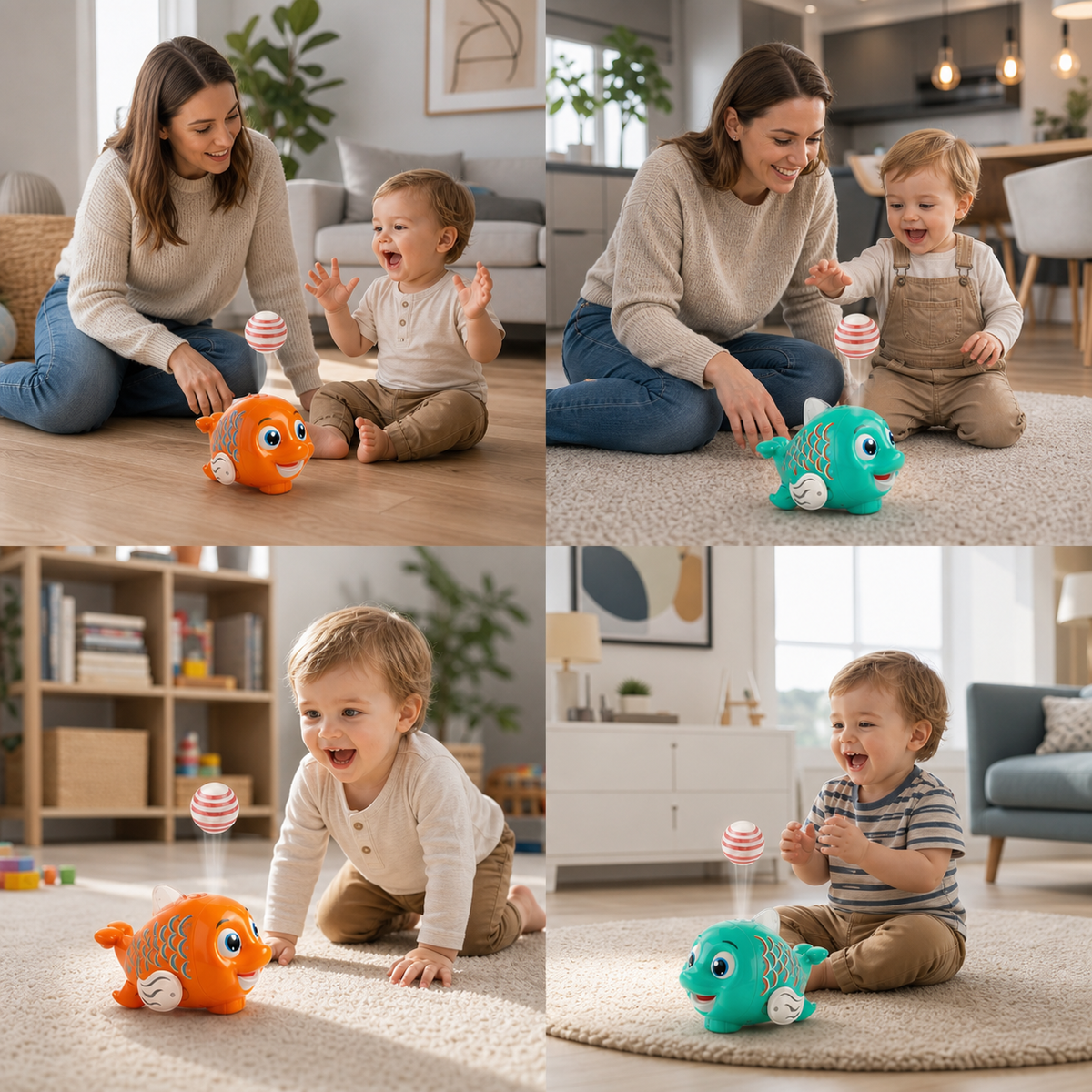 Interactive Floating Ball Fish Toy with Lights & Music
