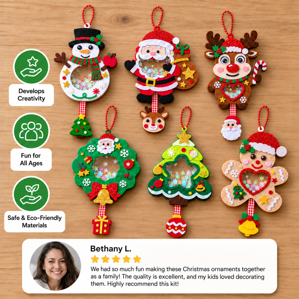 DIY Christmas Shaker Ornament Craft Kit for Kids