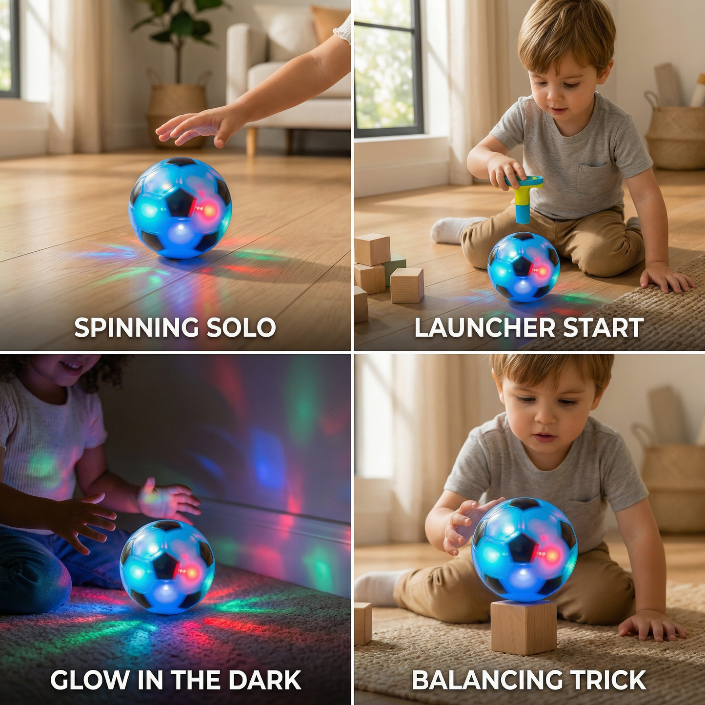 Luminous LED Football Spinning Top Toy