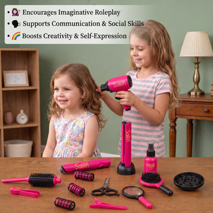14-Piece Kids Hair Styling Salon Pretend Play Set