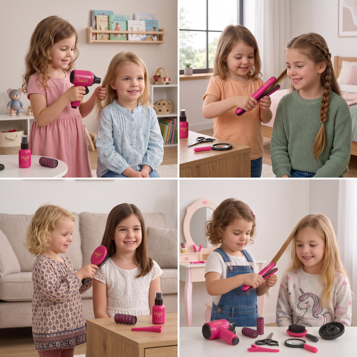14-Piece Kids Hair Styling Salon Pretend Play Set
