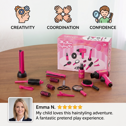 14-Piece Kids Hair Styling Salon Pretend Play Set