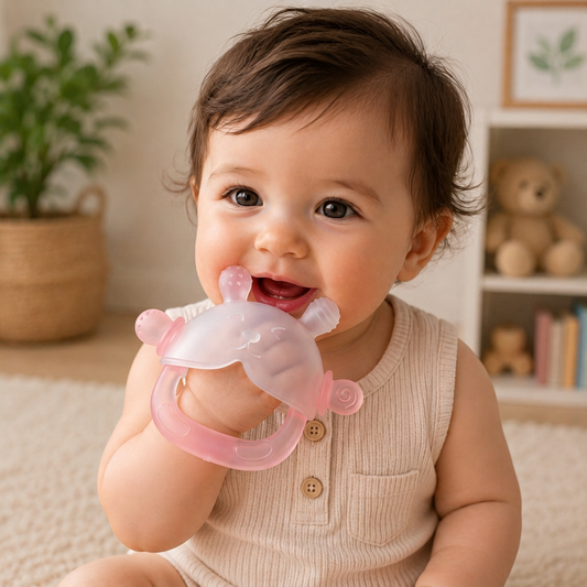 Bunny Baby Teething Mitten – Soft BPA-Free Silicone Gum Soother with Anti-Drop Wristband (3–18 Months)