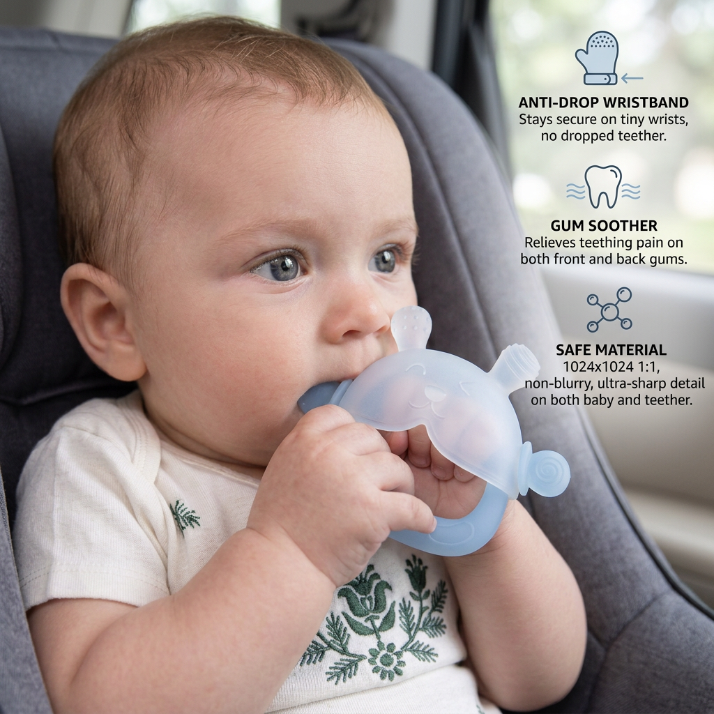 Bunny Baby Teething Mitten – Soft BPA-Free Silicone Gum Soother with Anti-Drop Wristband (3–18 Months)