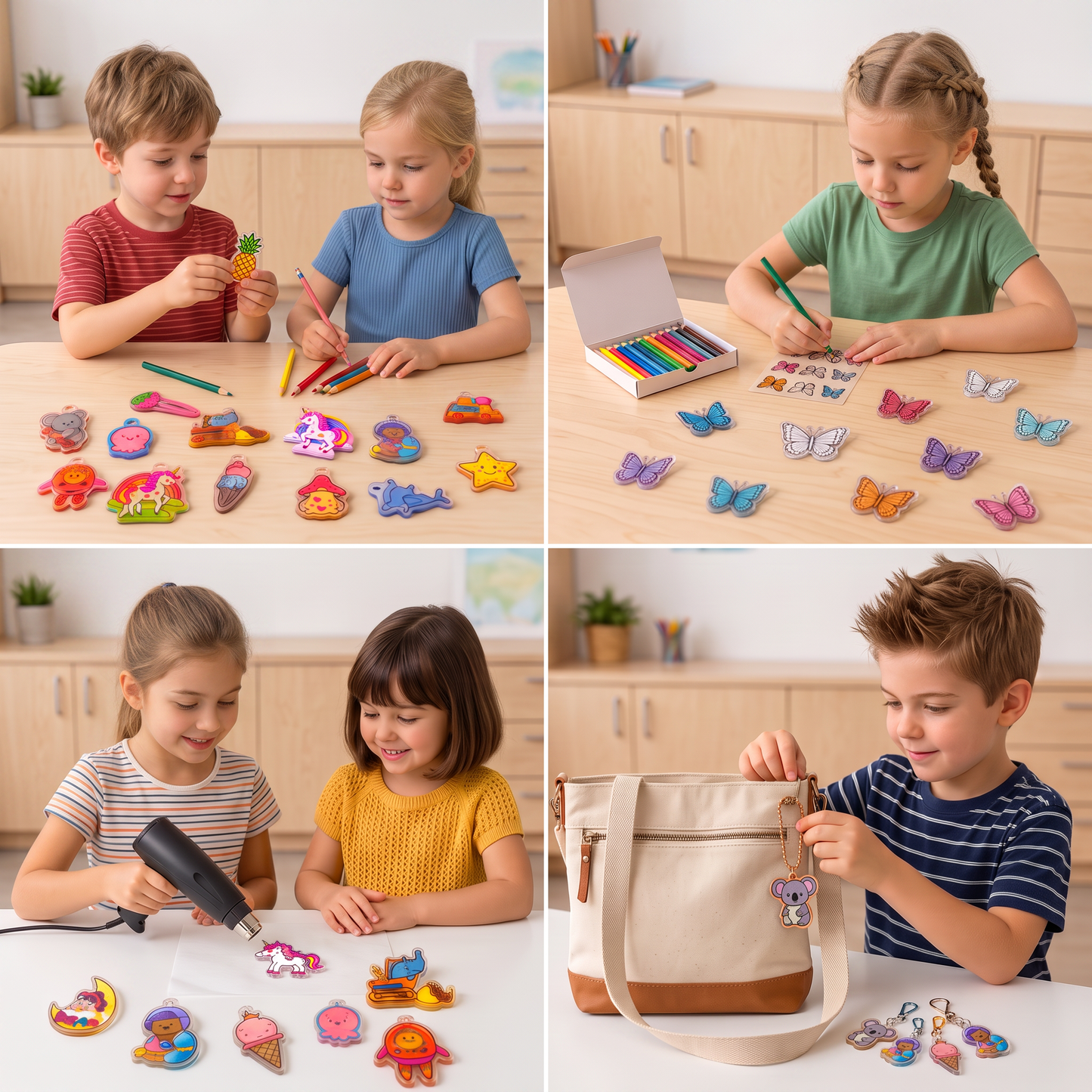 DIY Shrink Art Keychain & Charm Making Kit for Kids