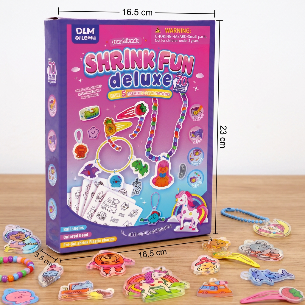 DIY Shrink Art Keychain & Charm Making Kit for Kids