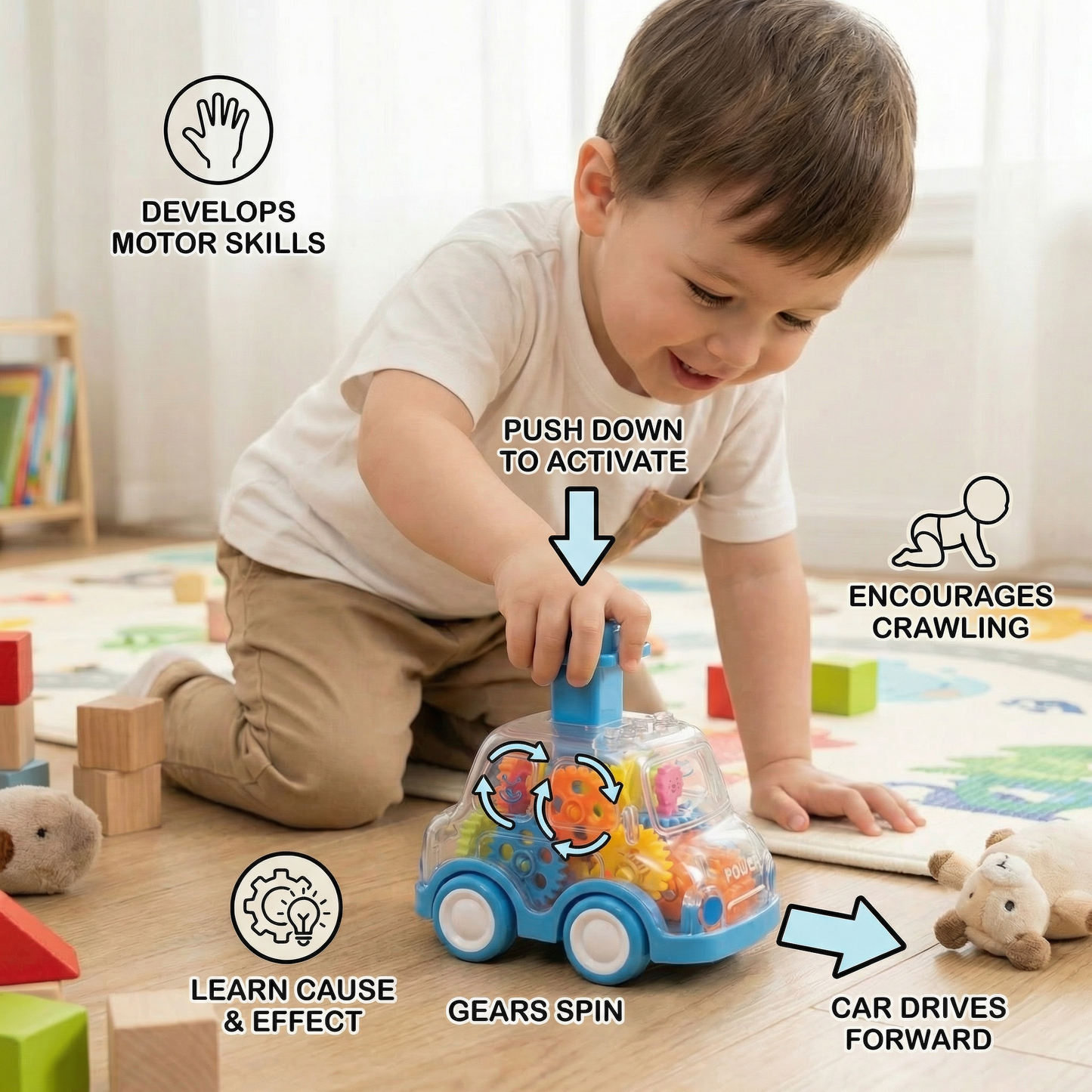 Push & Drive Colourful Gear Cars
