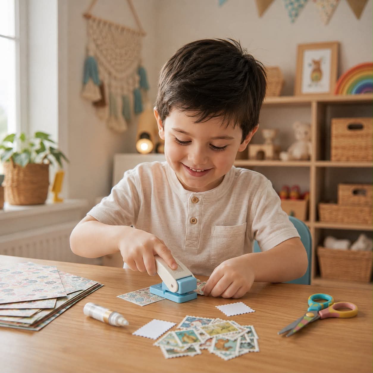 DIY Postage Stamp Paper Punch for Kids’ Arts & Crafts