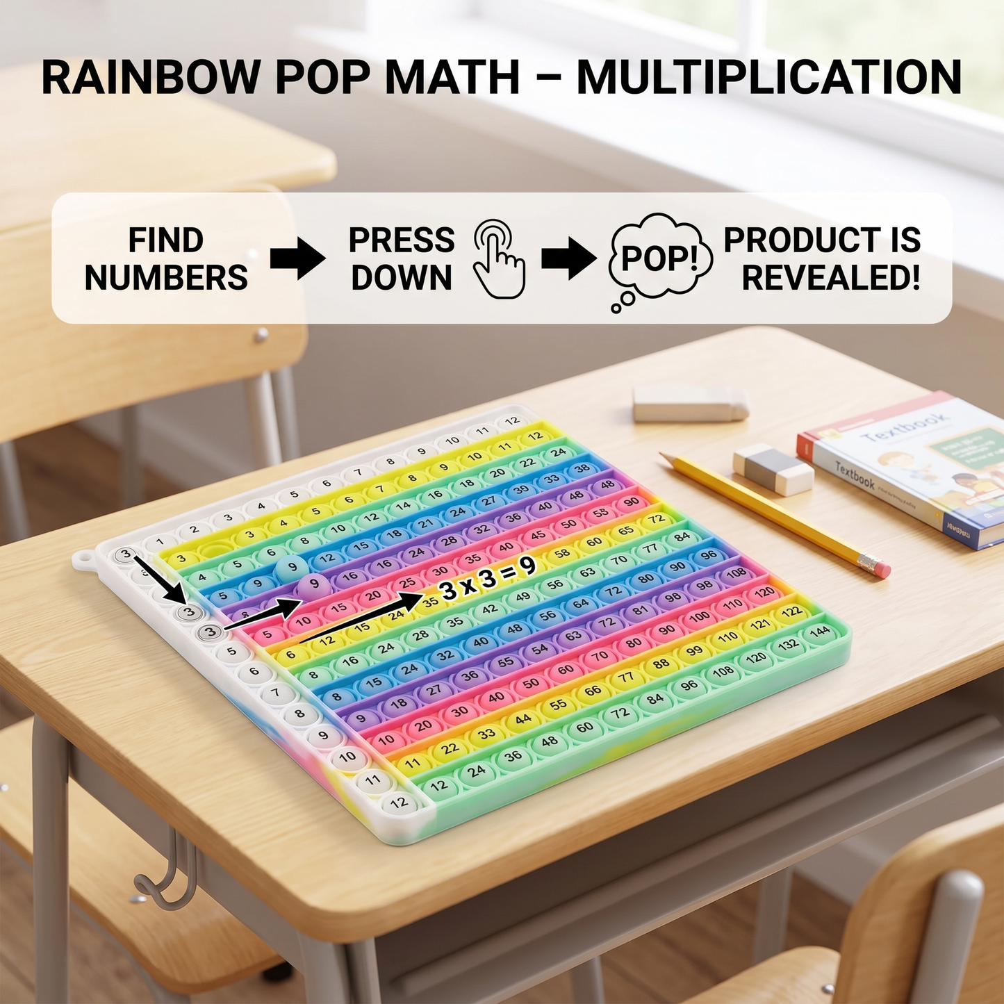 Rainbow Pop Math – Multiplication Fidget Learning Toy